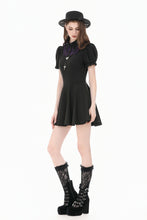 Load image into Gallery viewer, Dark Academic Purple Mesh Lace Patchwork Collar Puff Sleeve Dress DW1184