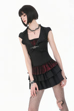 Load image into Gallery viewer, Gothic Punk Mini Dress with Ruffled Collar and Tiered Cake Skirt DW1186