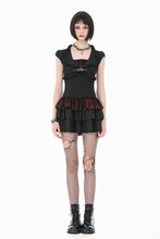Load image into Gallery viewer, Gothic Punk Mini Dress with Ruffled Collar and Tiered Cake Skirt DW1186