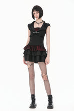 Load image into Gallery viewer, Gothic Punk Mini Dress with Ruffled Collar and Tiered Cake Skirt DW1186