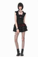 Load image into Gallery viewer, Gothic Punk Mini Dress with Ruffled Collar and Tiered Cake Skirt DW1186