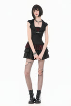 Load image into Gallery viewer, Gothic Punk Mini Dress with Ruffled Collar and Tiered Cake Skirt DW1186