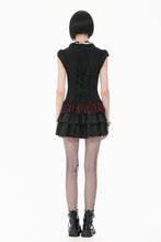 Load image into Gallery viewer, Gothic Punk Mini Dress with Ruffled Collar and Tiered Cake Skirt DW1186