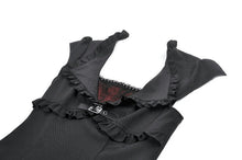 Load image into Gallery viewer, Gothic Punk Mini Dress with Ruffled Collar and Tiered Cake Skirt DW1186