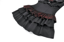 Load image into Gallery viewer, Gothic Punk Mini Dress with Ruffled Collar and Tiered Cake Skirt DW1186
