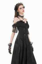 Load image into Gallery viewer, Gothic Romantic Jacquard Gown with Lace Cap Sleeves  DW1189