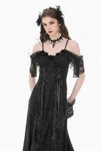 Load image into Gallery viewer, Gothic Romantic Jacquard Gown with Lace Cap Sleeves  DW1189