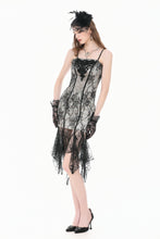 Load image into Gallery viewer, Gothic Two-Tone Lace Patchwork Dress with Floral Embroidery and Asymmetric Hem DW1190