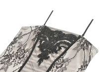 Load image into Gallery viewer, Gothic Two-Tone Lace Patchwork Dress with Floral Embroidery and Asymmetric Hem DW1190