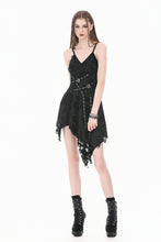 Load image into Gallery viewer, Post-Apocalyptic Black Dress with Shredded Texture and Metallic Buckle Harness DW1191