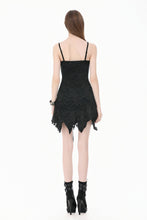 Load image into Gallery viewer, Post-Apocalyptic Black Dress with Shredded Texture and Metallic Buckle Harness DW1191
