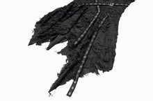 Load image into Gallery viewer, Post-Apocalyptic Black Dress with Shredded Texture and Metallic Buckle Harness DW1191