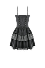 Load image into Gallery viewer, Midnight Stripe - Gothic Punk Tiered Dress with Contrast Stripes and Ruffled Hem DW1193