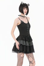 Load image into Gallery viewer, Midnight Stripe - Gothic Punk Tiered Dress with Contrast Stripes and Ruffled Hem DW1193