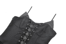 Load image into Gallery viewer, Midnight Stripe - Gothic Punk Tiered Dress with Contrast Stripes and Ruffled Hem DW1193