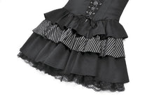 Load image into Gallery viewer, Midnight Stripe - Gothic Punk Tiered Dress with Contrast Stripes and Ruffled Hem DW1193