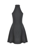 Load image into Gallery viewer, Dark Punk Halter Dress with Metallic Buckles and Front Zipper Detail DW1194