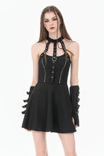 Load image into Gallery viewer, Dark Punk Halter Dress with Metallic Buckles and Front Zipper Detail DW1194