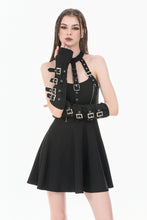 Load image into Gallery viewer, Dark Punk Halter Dress with Metallic Buckles and Front Zipper Detail DW1194