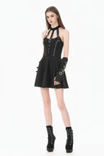 Load image into Gallery viewer, Dark Punk Halter Dress with Metallic Buckles and Front Zipper Detail DW1194