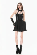 Load image into Gallery viewer, Dark Punk Halter Dress with Metallic Buckles and Front Zipper Detail DW1194