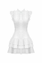 Load image into Gallery viewer, White Lolita Dress with Pinstripe Smocking and Tiered Ruffle Skirt DW1195
