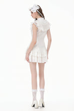 Load image into Gallery viewer, White Lolita Dress with Pinstripe Smocking and Tiered Ruffle Skirt DW1195