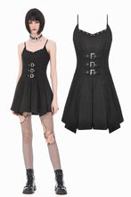 Load image into Gallery viewer, Dark Punk Camisole Dress with Studded Neckline, Triple Buckle Waist and Pleated A-Line Skirt DW1196