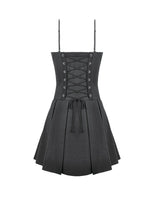 Load image into Gallery viewer, Dark Punk Camisole Dress with Studded Neckline, Triple Buckle Waist and Pleated A-Line Skirt DW1196