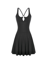 Load image into Gallery viewer, Dark Punk Style Black Mini Dress with Cut-out Cross Straps  DW1197