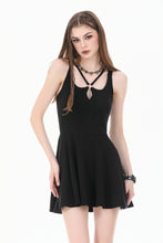 Load image into Gallery viewer, Dark Punk Style Black Mini Dress with Cut-out Cross Straps  DW1197