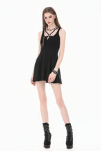 Load image into Gallery viewer, Dark Punk Style Black Mini Dress with Cut-out Cross Straps  DW1197