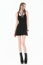 Load image into Gallery viewer, Dark Punk Style Black Mini Dress with Cut-out Cross Straps  DW1197