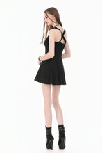 Load image into Gallery viewer, Dark Punk Style Black Mini Dress with Cut-out Cross Straps  DW1197