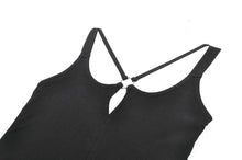 Load image into Gallery viewer, Dark Punk Style Black Mini Dress with Cut-out Cross Straps  DW1197