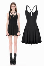 Load image into Gallery viewer, Dark Punk Style Black Mini Dress with Cut-out Cross Straps  DW1197