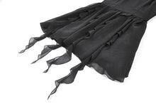 Load image into Gallery viewer, Gothic Black Chiffon Off-the-Shoulder Dress with Crescent Moon Charm and Layered Ruffle Hem DW1200