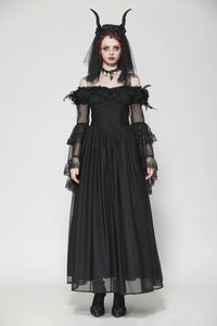 Gothic Black Tulle Feather Fantasy dress DW780