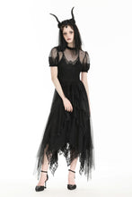 Load image into Gallery viewer, Gothic Dark Night Elf winged hem mesh dress DW796