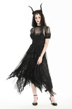 Load image into Gallery viewer, Gothic Dark Night Elf winged hem mesh dress DW796