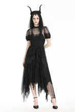 Load image into Gallery viewer, Gothic Dark Night Elf winged hem mesh dress DW796