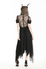 Load image into Gallery viewer, Gothic Dark Night Elf winged hem mesh dress DW796