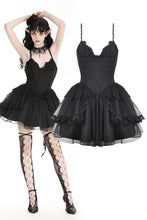Load image into Gallery viewer, Gothic black swan tulle lace trim dress DW797