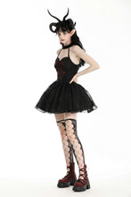 Load image into Gallery viewer, Gothic heartthrob little devil black mesh dress