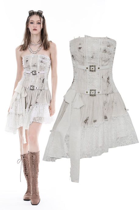 Steampunk dye asymmetric sexy dress DW886