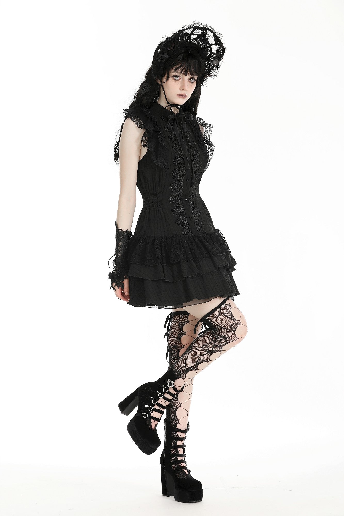 Dark in Love - Gothic frilly Short dress - XL