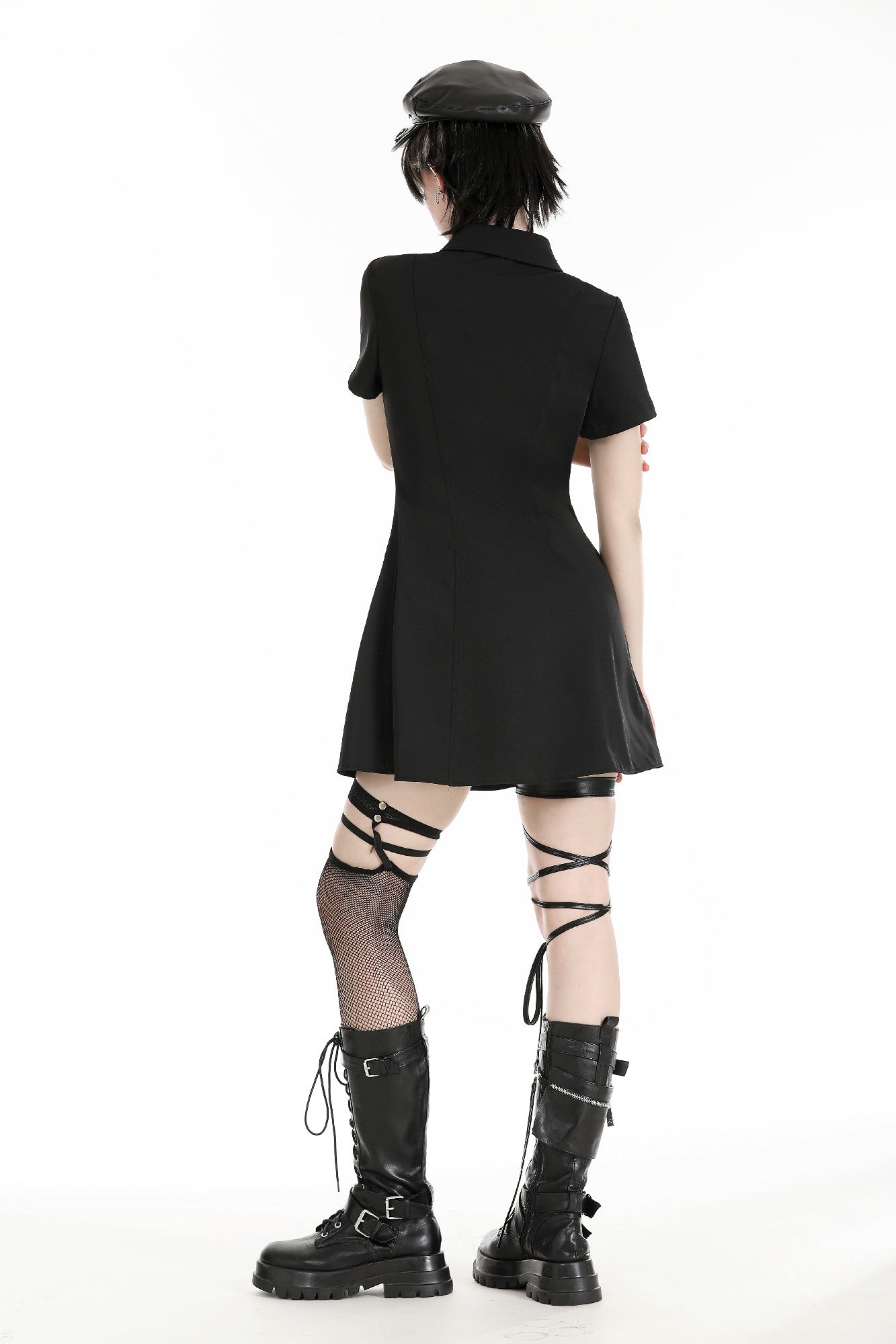 military black dress River Island Military button mini dress in black