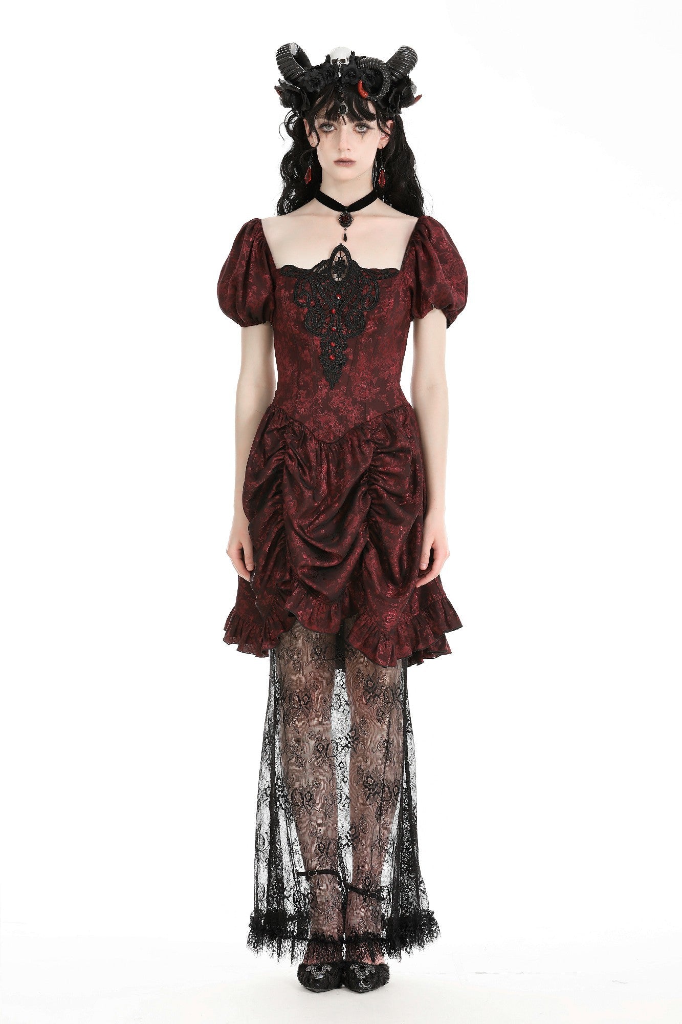 gothic retro dress Black Sleeveless Print Lace Gothic Vintage Princess Lolita Jsk Dress