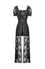 Load image into Gallery viewer, Gothic Faux Two-Piece Lace Velvet Rose Maxi Dress DW998