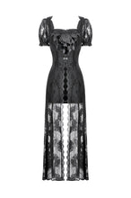 Gothic Faux Two-Piece Lace Velvet Rose Maxi Dress DW998